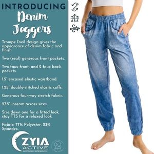 ZYIA Active Distressed Denim-Print Joggers - XL LIKE NEW!